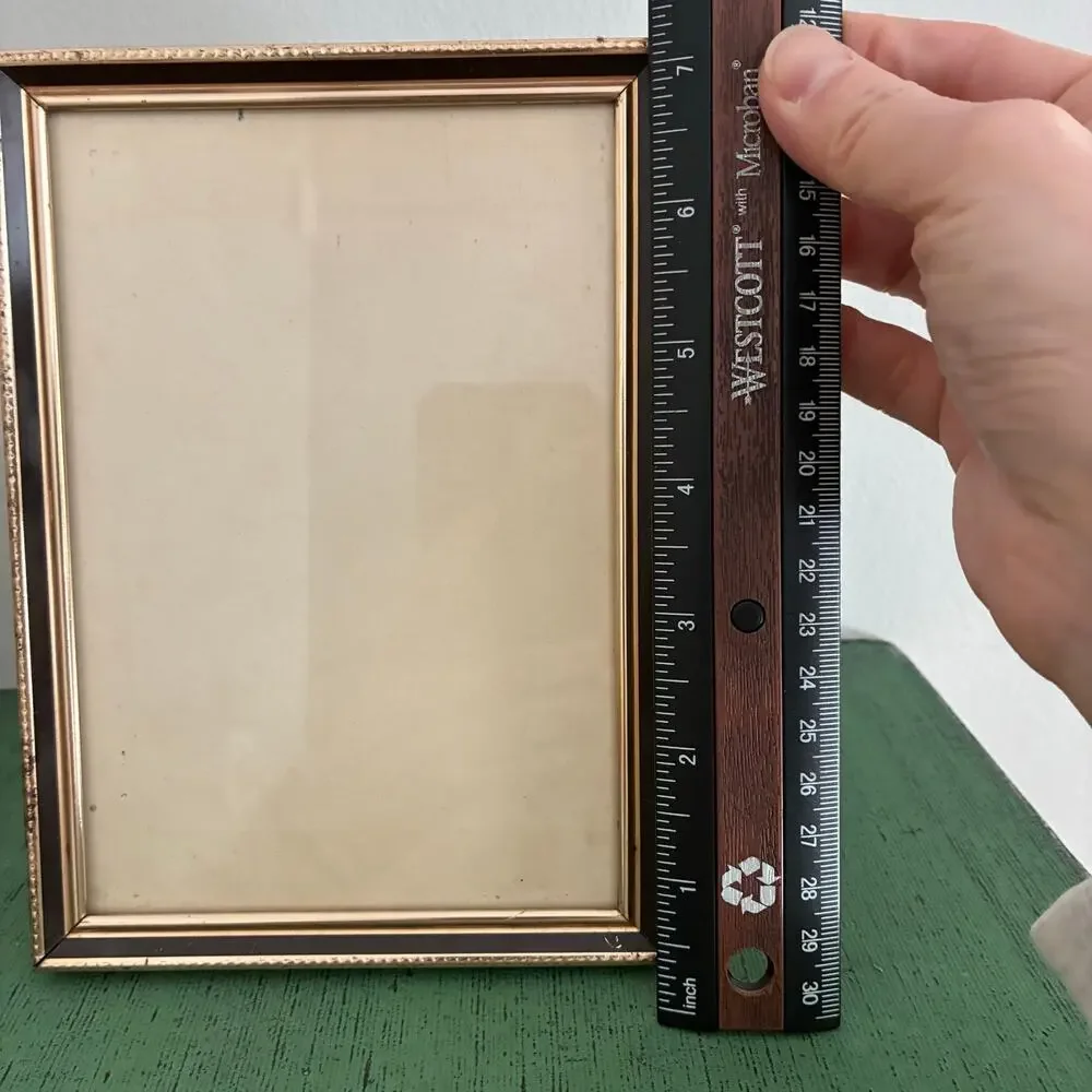 Vintage Gold Tone Black Metal Picture Frame 5x7 Easel Back Tabletop Display